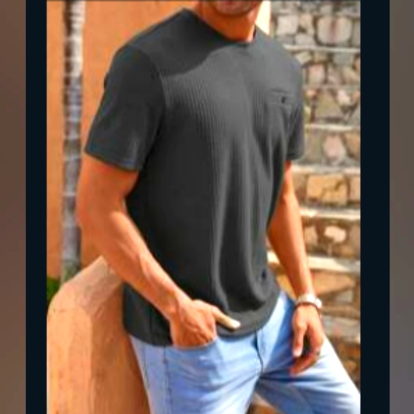 Other - ◾🎱◾NWOT Men's Steel Smoke Charcoal Grey Waffle Knit Tee Shirt T-Shirt - 2XL